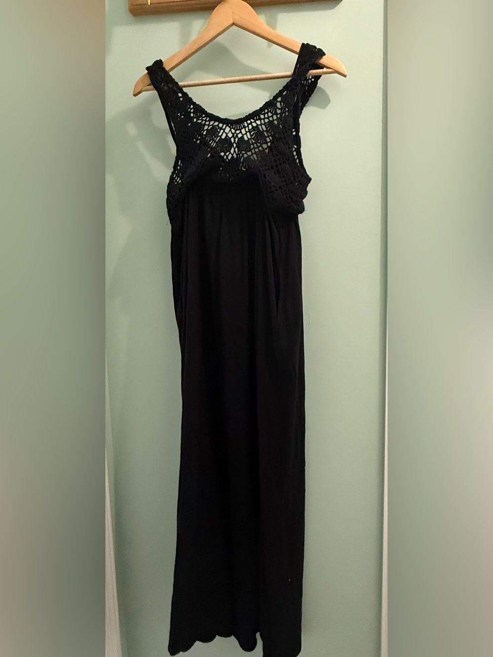 aerie Black Crochet Knit Dress
